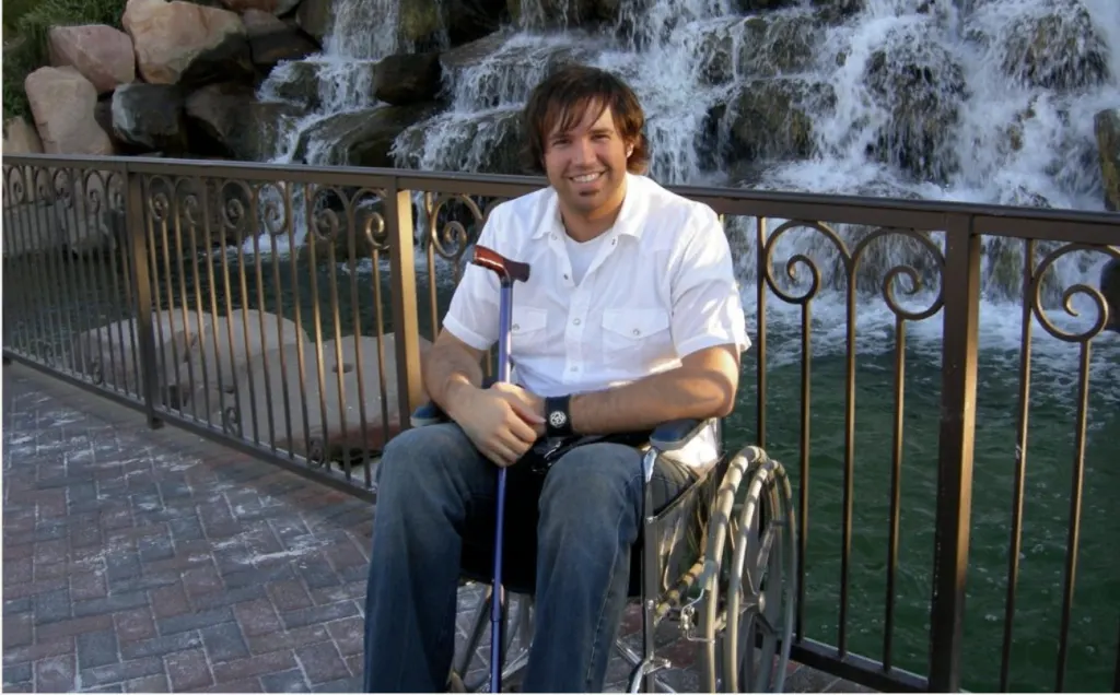 David Osmond in his wheelchair
